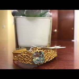 14K Gold Plated Brass Swarovski Crystal Bracelet